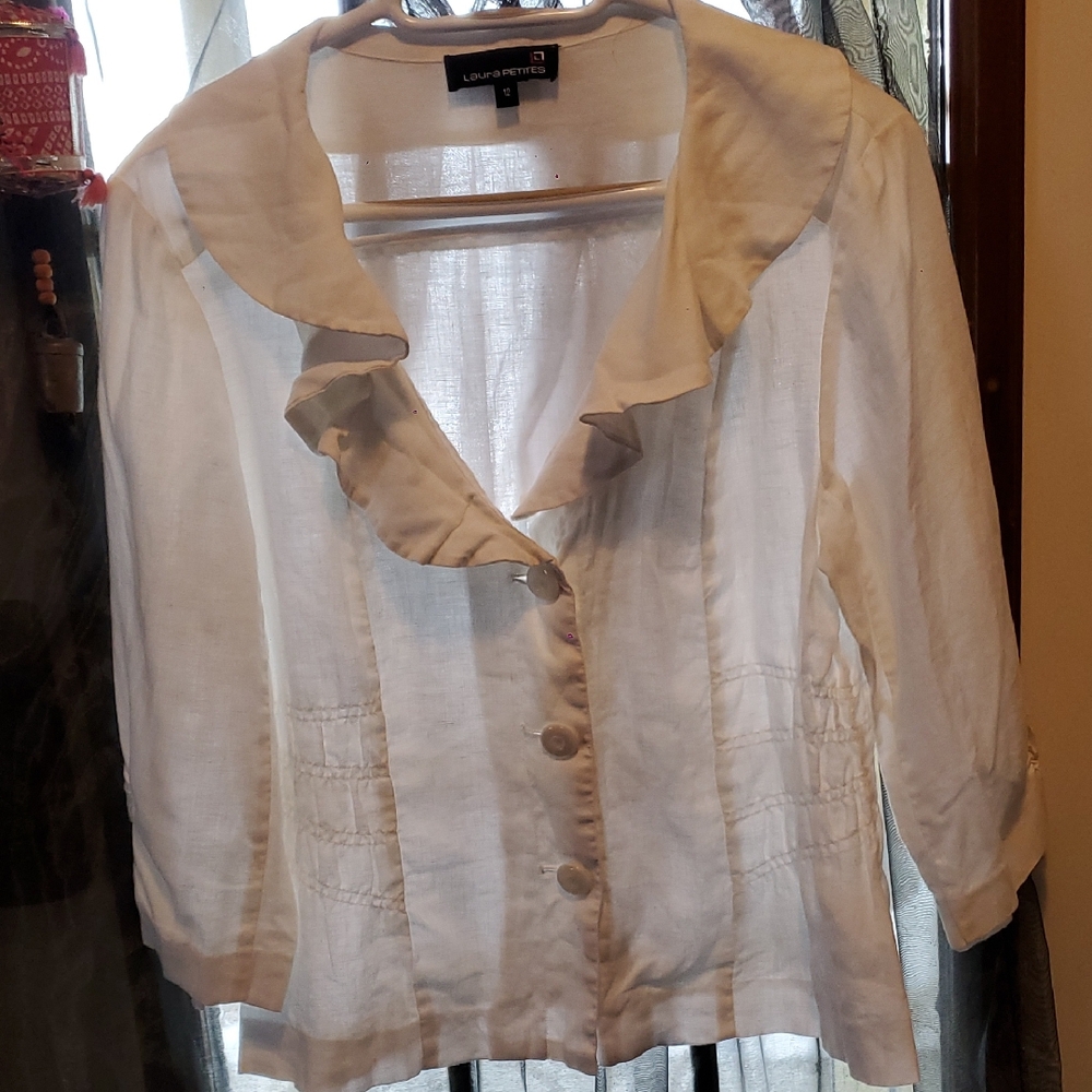💖🌹Linen Ruffle Blouse